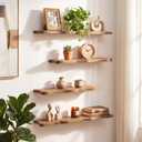Pinkunn 4 Pcs Floating Shelves for Wall Wooden Live Edge Shelf Wall-Mounted Natural Solid Wood Bedroom Kitchen Storage Living Room Nursery Decor (23.62/35.43 Inch)