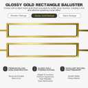 Glossy Gold Rectangle Wrought Iron Stair Balusters for Interior, 1/2" X 44" Square Metal Spindles for Stairs, Upgrade and Decorate Stairs (10)