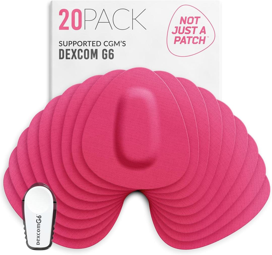 Not Just A Patch Dexcom G6 Adhesive Patches (20 Pack) - Dexcom G6 Stickers Adhesive Patches for Skin - Water Resistant Dexcom Overpatch G6 for Active Lifestyle 10-14 Days - Pink