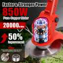 Cordless Weed Wacker, Electric Grass Trimmer 21V 2.0Ah Battery Powered Weed Trimmer, 3 in 1 Stringless Lightweight Brush Cutter/Edger/Mower with 4 Types Blade & Wheels for Garden and Yard Lawn