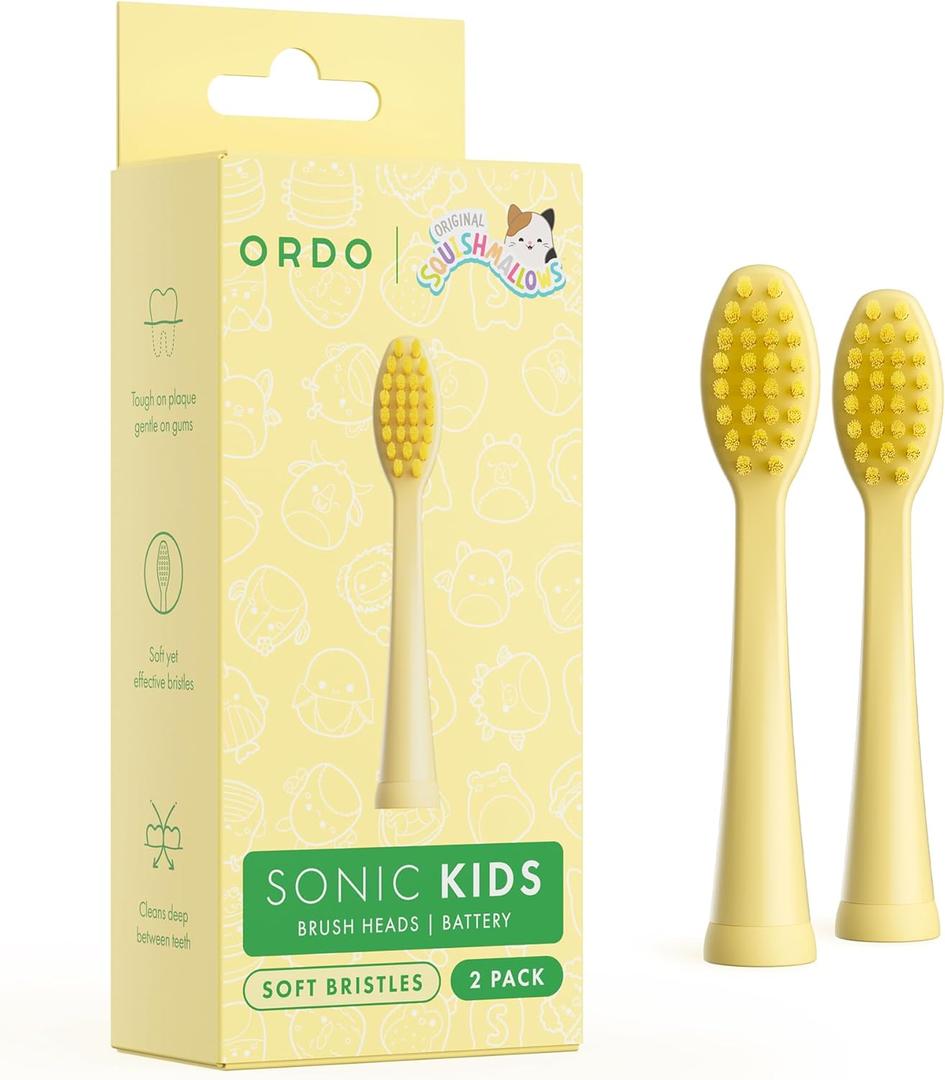 Ordo Squishmallows 2 Replacement Brush Heads for Battery Toothbrush, Soft Bristles, Gift for Kids Aged 4 Years and Up, Wanda