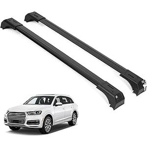 ERKUL Roof Rack Cross Bars for Audi Q7 2016-2025 | Aluminum Crossbars with Anti Theft Lock for Rooftop | Compatible with Fixed Points Roofs - Black