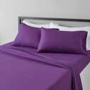 Amazon Basics Lightweight Super Soft, Comfortable Easy Care Microfiber 4 Piece Bed Sheet Set with 14-Inch Deep Pockets, Queen, Plum, Solid