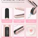 Cordless Hair Straightener,Portable Mini Flat Iron Travel for Bangs,Short Hair, Rechargeable Curling Iron and Curler 2 in 1,Pink,for Touch Ups