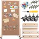 Double Sided Large Cork Board for Office with Wheel 24 x 47'' Reversible Mobile Cork Bulletin Board with Push Pin Decorative Display Board Portable Freestanding Corkboard for Home Photo Wall, 0.4" x 0.4"