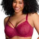 HSIA Minimizer Bras for Women Full Coverage, Unlined Lace Sexy Plus Size Underwire Bra for Large Breasts (36C, Rose Red)