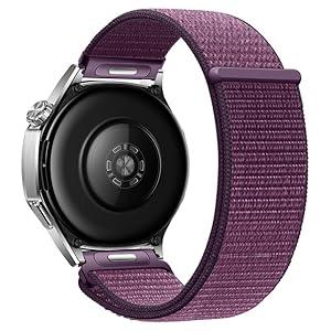 18mm 20mm 22mm Hook and Loop Watch Band Compatible with Garmin Vivoactive 6/5/ 3 Band, One Click Soft Nylon Breathable Sport Strap for Venu 3/3S/2/2S Men Women (Plum)