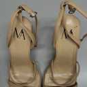 MIRAAZZURRA Platform Heel Sandals Chunky Block Square Open Toe Two Strap Heeled Sandals with Buckle Ankle Strap for Women Party Wedding Dress (7, Nude)