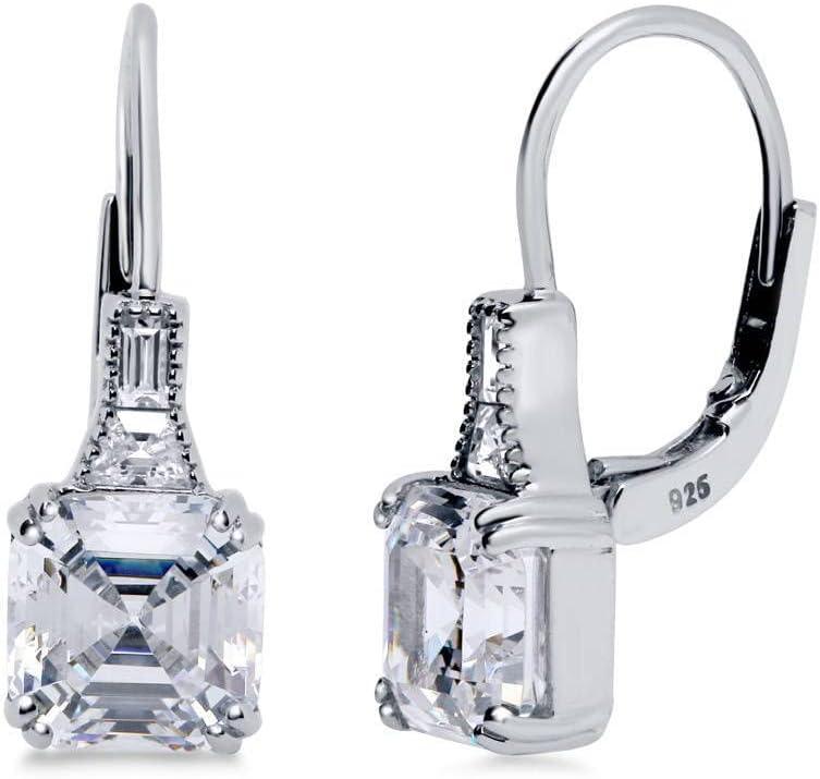 BERRICLE Sterling Silver CZ Statement Dangle Earrings for Women, Trendy Minimalist Simulated Diamond Cubic Zirconia Drop Earrings - Yellow Gold Flashed, Small/Large Size