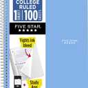 Five Star Spiral Notebook + Study App, 1 Subject, College Ruled Paper, 8.5" x 11", 100 Sheets, Blue (72565)