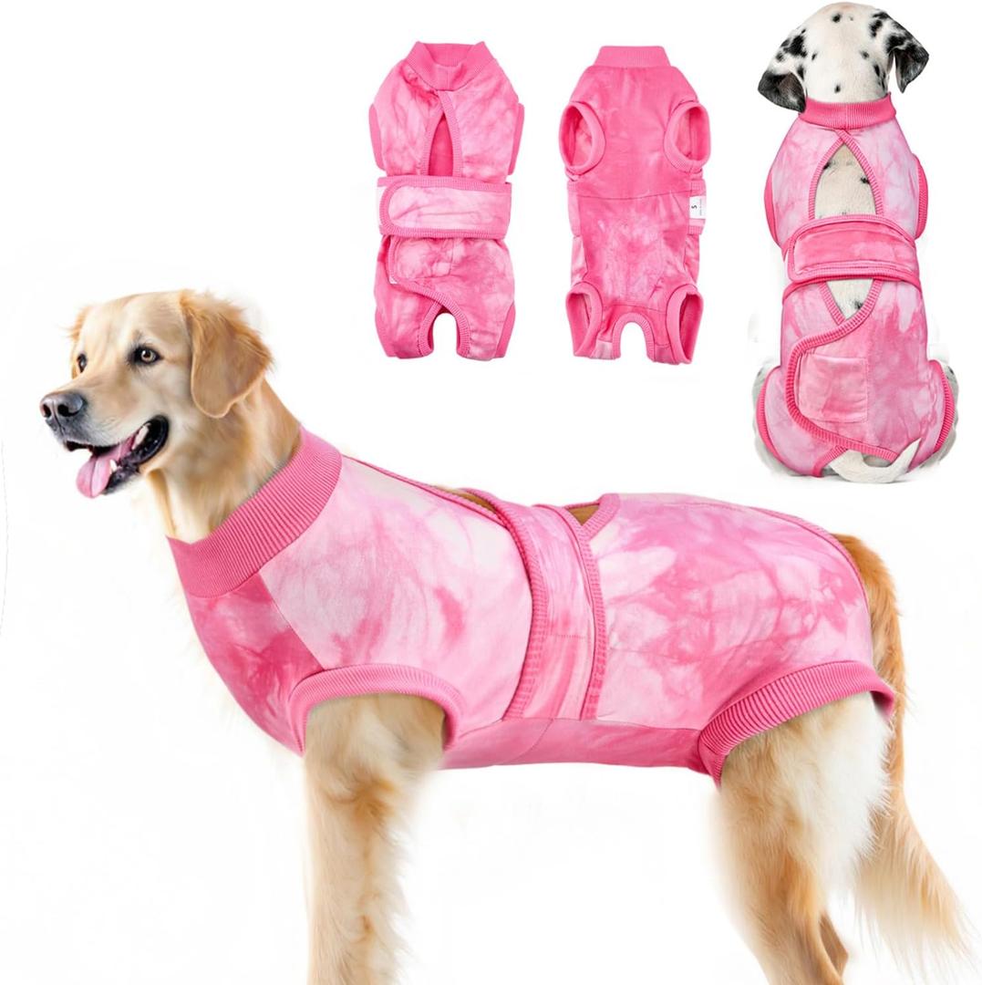 Lukovee Dogs Recovery Suit - Adjustable Dog Onesie for Female Male Dogs, Breathable Anti-Licking Cone Alternative Surgery Pet Surgical Body Suit After Spay Abdominal Wounds Neuter (TPI, 2XL)