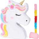 WERNNSAI Unicorn Piata - Unicorn Party Supplies Piata Bundle with Blindfold and Bat for Girls Kids Rainbow Unicorn Theme Birthday Party Game Decorations (15.7" x 12.2" x 3.1")