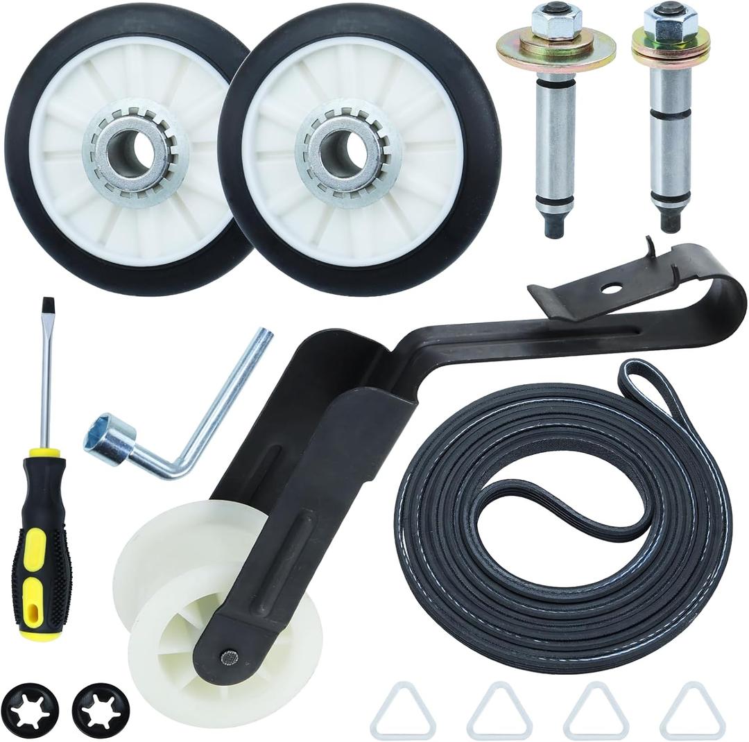 GELASKA 4392065 Dryer Repair Kit Including 349241T Drum Roller Kit 691366 Idler Pulley 341241 Dryer Belt with WPW10359269, WPW10359270 Drum Shaft Replaces 279860 279948 AP3131942 EAP373087 PS373087