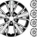 BDK 16 Inch Hubcaps Set of 3 OEM Replacement Snap-On Wheel Rim Covers - Universal Fit Car Wheel Cover for Cars, Trucks, SUV, Vans Durable ABS Black & Silver 5-Spoke Hub-Cap Car Accessories Exterior