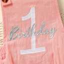 Baby Boys Girls 1st Birthday Romper Baby First Birthday Outfit Boy Solid Color Jumpsuit Cake Smash Outfit (Pink), 12-18 Months