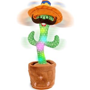 Dancing Cactus Toy, Talking Cactus Toys, Easter Volume Adjustable Gift for Baby Girls Boys Kids 3 6 9 12 Year Old, Repeat What You Say Toy of Easter Gifts-Hooded Beard