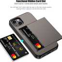 Nvollnoe for iPhone 13 Case with Card Holder Heavy Duty Protective Dual Layer Shockproof Hidden Card Slot Slim Wallet Case for iPhone 13 for Women&Men(Coffee)