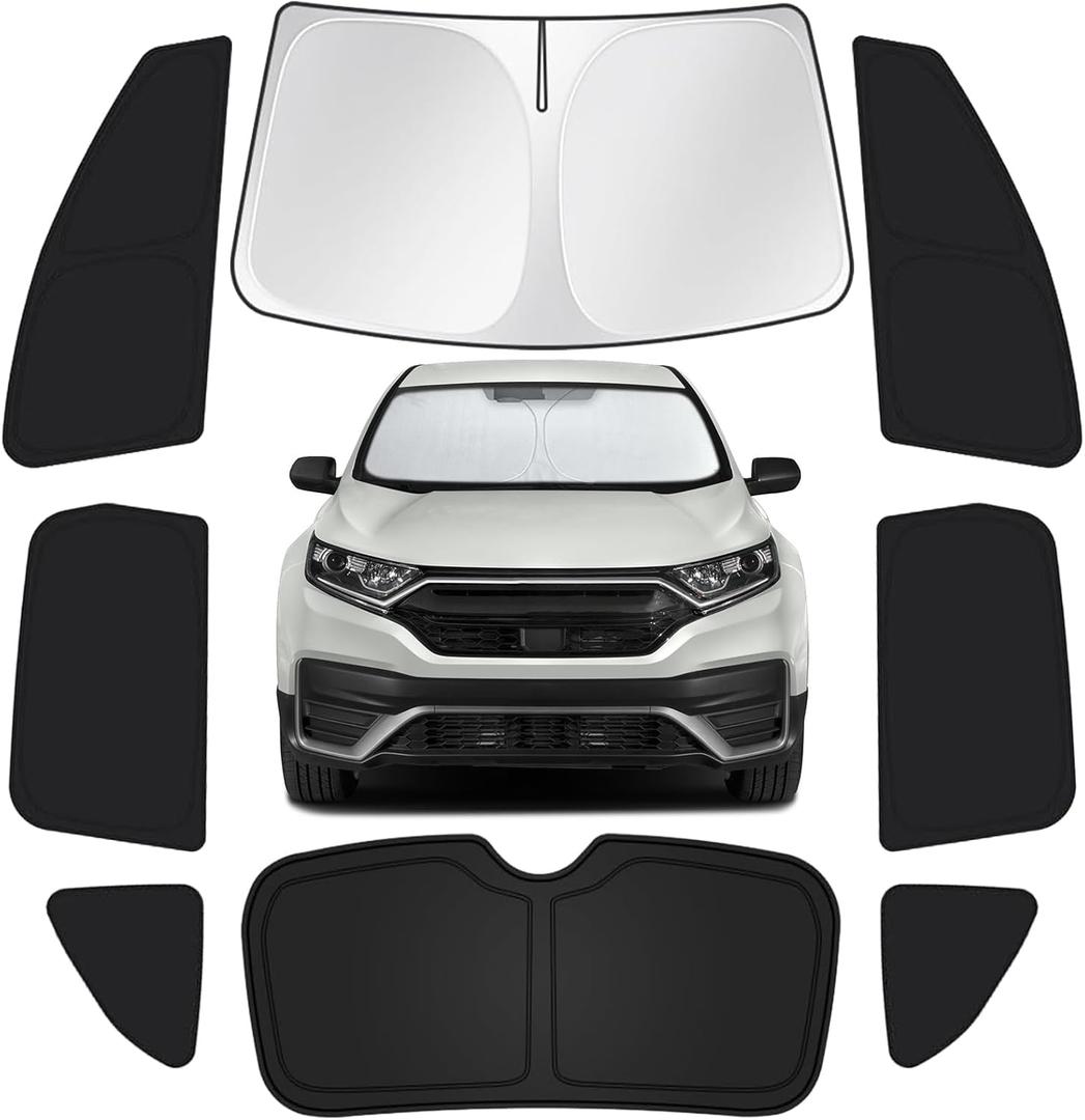 Аor Honda CRV 2017-2022 Car Window Shades, 8pcs Privacy Sun Shade Set for Front Windshield Side and Rear Windows, Full Window Covers Keeps Vehicle Cool for Camping Napping