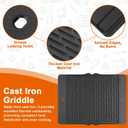 Half Size Griddle Insert Replacement Parts for Bull Grill 4 Burner Angus 47628 41628 41629 Grills Parts, Cast Iron Griddle Plate for Bull Premium 18249 18248, for Outlaw 30" 26038 26039 Gas Grill