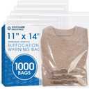 Spartan Industrial - 11" X 14" (1000 Count) Self Seal Clear Poly Bags with Suffocation Warning for Packaging, T Shirts - Permanent Adhesive (11" X 14" (1000 Pack))