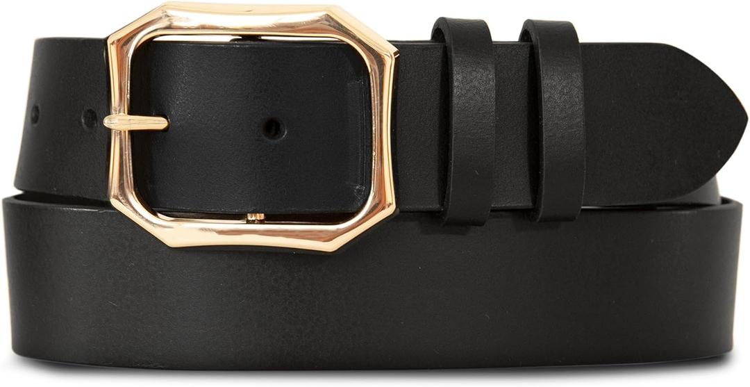 Lucky Brand Women's Fashion Leather Belt | Stylish | Trend | Classic | Modern | Jean | Pant | Skirt | Dress (Large, High Shine - Black)