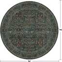 Vintage Washable Round Rugs 8ft, Ultra Soft Large Circle Area Rugs for Living Room, Dining Room Under Table Non Slip, Bedroom Under Bed, Dark Green Oriental Floral Round Floor Carpet Dcor