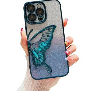 Compatible with iPhone 15 Pro Max Bling Case Butterfly Liquid Glitter Quicksand Sequin TPU Soft Slim Shockproof Protection Cover for Women Girls