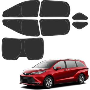 D-Lumina Rear  Side Window Sun Shade for 2021-2025 Toyo-ta Sienna Accessories, Windshield Sunshade Window Shade Sun Visor Protector Block UV Rays Heat, Foldable 2 Layers 210T Material, Pack of 7