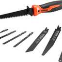 VEVOR Keyhole Saw, 6 in, Soft Grip Handle, 8-in-1 Multi-Blades Drywall, Triple Ground Teeth, for Cutting Drywall Wood Metel Plastic Plywood Wallboard Thin Sheet