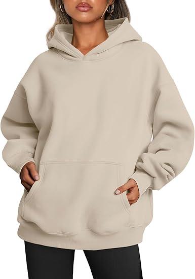 Trendy Queen Womens Oversized Hoodies Fleece Sweatshirts Fall Fashion Pullover Sweaters Winter Clothes (Beige, XXXL)