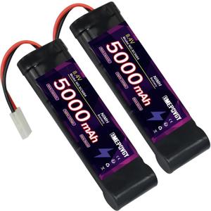 8.4V RC NiMH Battery 5000mAh Capacity Rechargeable 7-Cell Flat Battery Pack with TMY Plug(2 Packs)