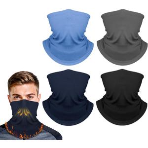 Fivali Winter Neck Warmer Gaiter: 4 Pack Windproof Face Cover Cold Weather Protection for Men Women Fleece Scarf for Skiing (One Size, Black, Navy, Grey, Blue)