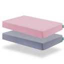 Biloban Crib Sheets Girl Fitted, 2 Pack Crib Sheet Fits for Standard Crib Mattress, Neutral Toddler Bed Sheets for Baby Boys, Grey & Pink, 52X 28