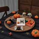 3 x Halloween Decorations Indoor - 3 PCS Wooden Ghost Halloween Signs Blocks for Table, Office, Tiered Tray, Fireplace Mantle