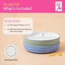 Elk and Friends Kids 6.7 Porcelain Divided Plates with Silicone Sleeves | Suitable for Babies/Kids/Toddlers | Microwave & Dishwasher Safe | Non Slip | Snack Dishes