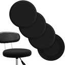 Tatuo Round Bar Stool Seat Covers Washable Stool Cushion Slipcover Elastic Bar Chair Covers for 14-17 Inch Chair (Black,4 Pieces)