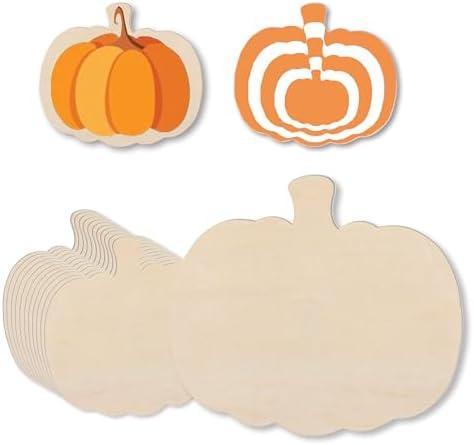 12PCS Large Wooden Pumpkin Cutouts 11inch Unfinished Wooden Pumpkin Craft for Thanksgiving Halloween Fall Party DIY Craft Decoration Supplies