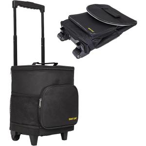 Ultra Compact Cooler Smart Cart with Wheels - Collapsible Insulated Cooler Bag - Foldable Travel Cooler 36 Cans - Leak Proof Trolley - Black