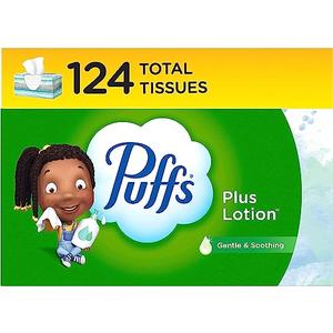 Puffs Plus Lotion Facial Tissue, 8  Family Box, 124 Tissues Per Box Puffs Plus Lotion Facial Tissue, 8  Family Box, 124 Tissues Per Box