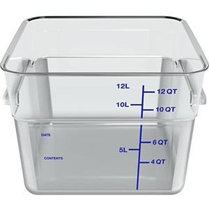 Carlisle FoodService Products Squares Square Food Storage Container with Stackable Design for Catering, Buffets, Restaurants, Polycarbonate (6 Pc), 12 Quarts, Clear