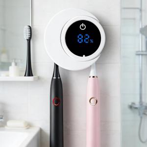Toothbrush Sterilizer & Holder, Shmian Wall-Mounted Toothbrush Cleaner and Dryer for Bathroom and Travel, with LED Screen, Fits for Any Type Toothbrushes (Black)