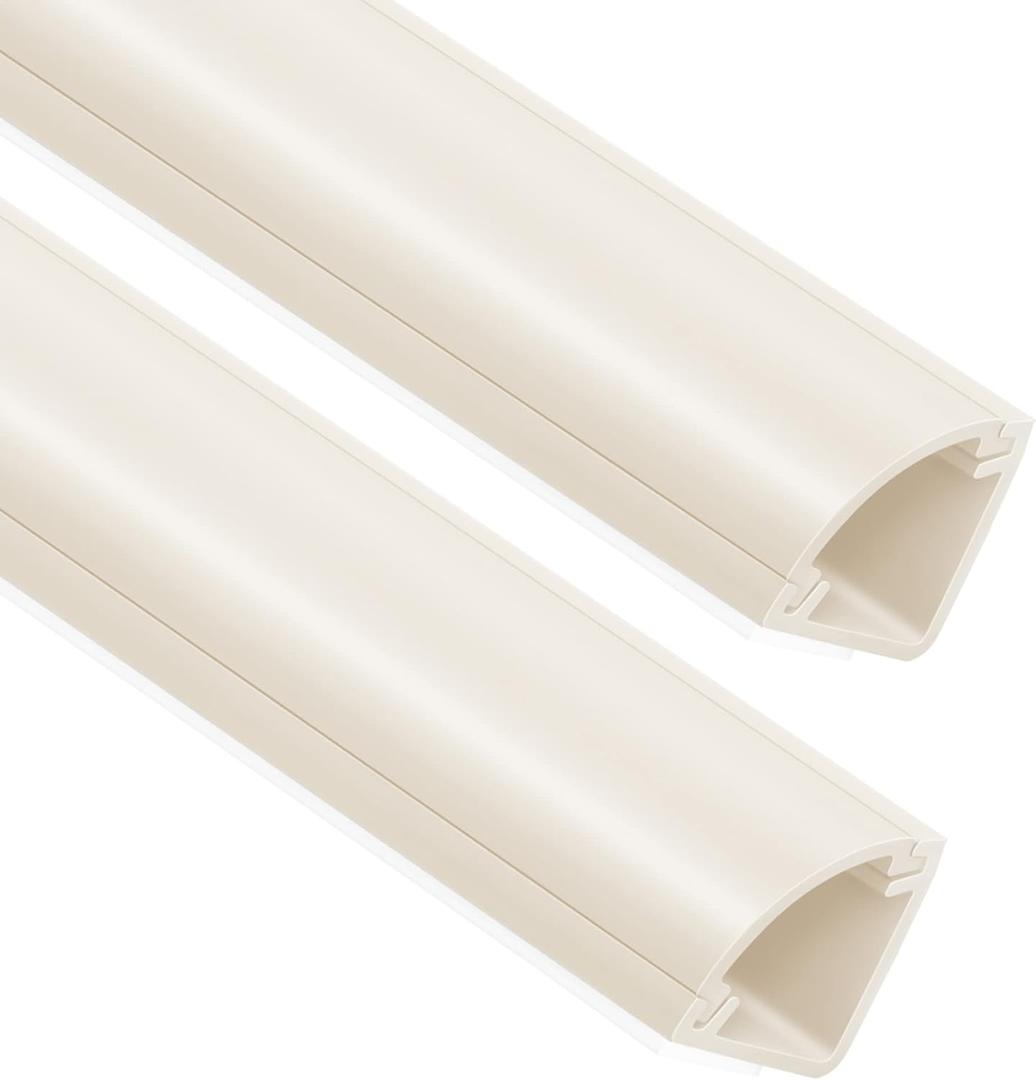 136in Corner Cable Concealer, Large Corner Cord Hider, Wire Covers for Cords, Paintable Cord Cover, Cable Management Channel Raceway for Wall, Floor Baseboard, Ceiling -8 XL 17 in Beige