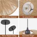 23.6" Boho Large Dining Room Light Fixture, 1-Light Coastal Hand Woven Jute Rope Pendant Lights Kitchen Island Farmhouse Rustic Hanging Lamp Fixture for Bedroom, Living Room, Entryway, Foyer