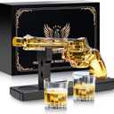 Whiskey Gun Decanter Sets for Men, Liquor Decanter Set with Two Shot Glasses, Cool Birthday Anniversary Stuff Gifts for Him, Dispenser for Liquor