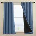 Rutterllow 100% Blackout Curtains 52x45 inch 2 Panels, Short Blackout Curtains for Living Room, Solid Thermal Insulated Noise Reduction Window Treatment Drapes for Bedroom/Kids Room(Stone Blue)