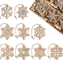 30 pcs Wooden Christmas Tree Snowflake Hanging Ornaments Christmas Decoration Ornament with Hemp Rope