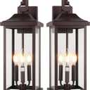 23 Extra Large 3-Light Oil Rubbed Bronze Outdoor Light Fixtures 2 Pack, IP65 Waterproof Vintage Outside Lights for House Brown Front Porch Light Lanterns Exterior Coach Lights, E12