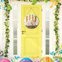 3 Pcs Happy Easter Door Hanger Decoration Easter Rabbit Wooden Door Sign Bunny Welcome Wreath for Front Decor for Farmhouse Home Living Room Decor, 11.8 x 11.8 Inch