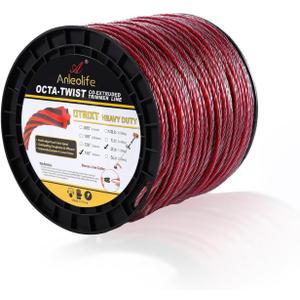 A ANLEOLIFE 3-Pound Heavy Duty Octa-Twist .155-Inch-by-379-ft Trimmer Line Spool,OTRIXT Co-Extruded Multi-Edge Spiral Weed Eater String, Red