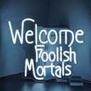 LookLight Welcome Foolish Mortals Halloween Decor Neon Sign Cold White Letters Neon Light Dimmable Spooky Gothic Haunted Mansion LED Signs for Halloween LED lights Wall Decor USB Light Up Sign for Bar Party Decoration 15x12.6inchees